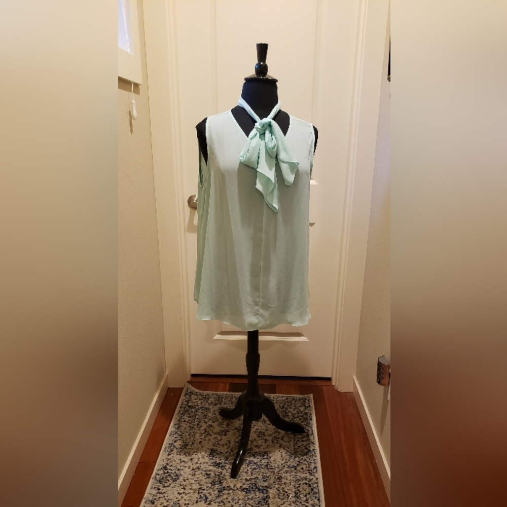Cato Woman Mint Green Sleeveless Blouse with Bow Detail